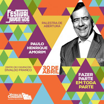 A Prefeitura divulgou oficialmente hoje (terça-feira) Paulo Henrique Amorim na abertura do Festival da Juventude, justamente no dia do jornalista!