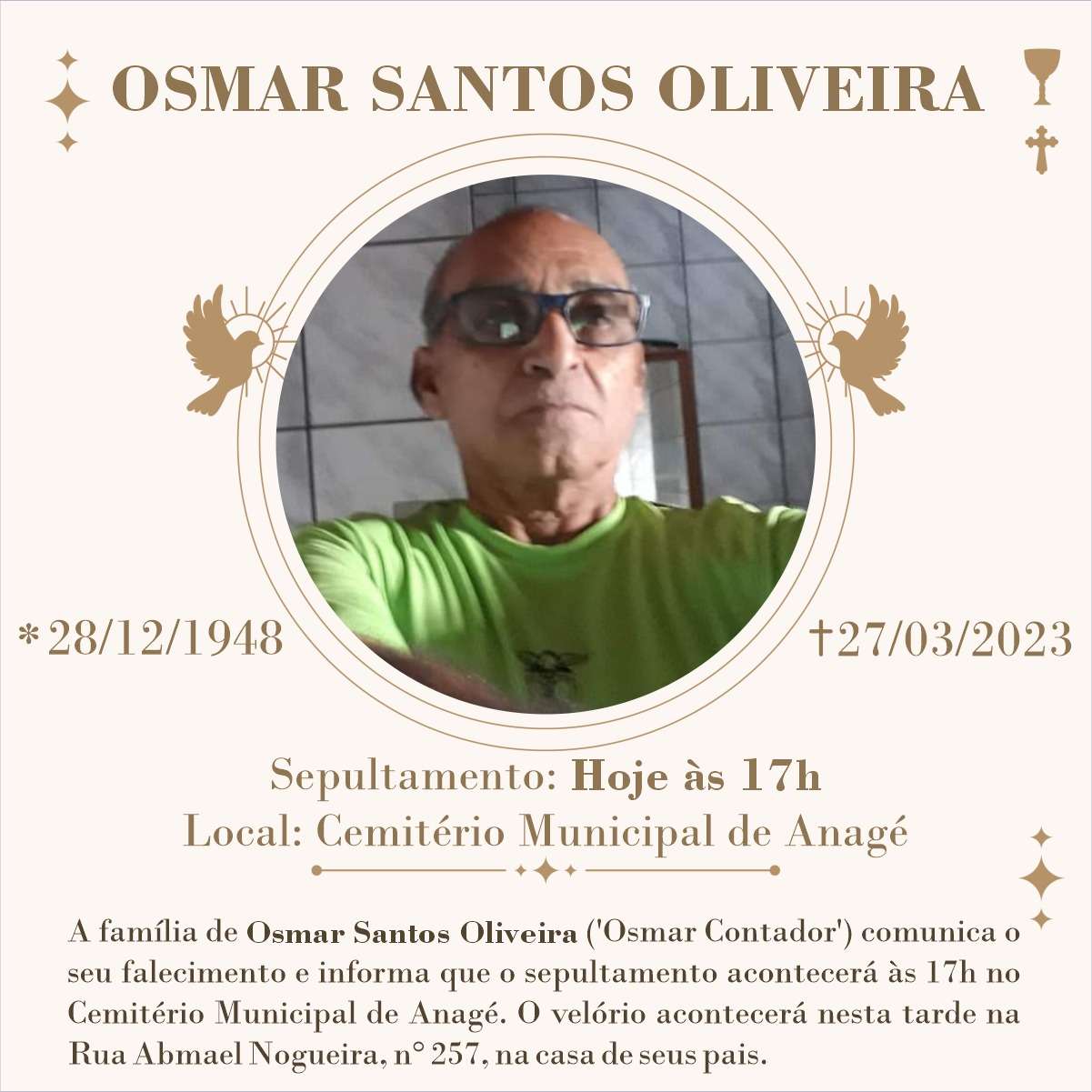 Luto Em Conquista Morre Osmar Oliveira Blog Do Rodrigo Ferraz