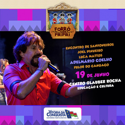 O show será nesta sexta-feira, 19, no Centro Glauber Rocha – Educação e Cultura. E quem for à primeira noite da programação, que começa às 19h, terá ainda a oportunidade de acompanhar as apresentações do Encontro de Sanfoneiros, Joel Pinheiro, Luca Mattos e Fulor do Cangaço